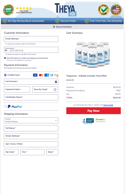 TheyaVue Secured order page
